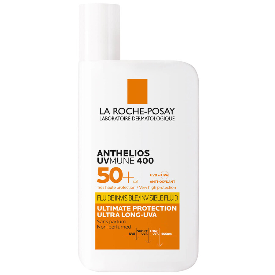 La Roche-Posay Anthelios UVMune 400, fluido protettivo invisibile, SPF 50+, 50 ml