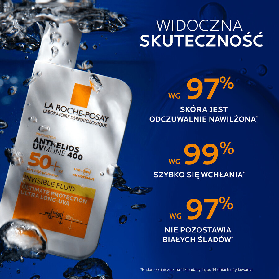 La Roche-Posay Anthelios UVMune 400, fluido protettivo invisibile, SPF 50+, 50 ml