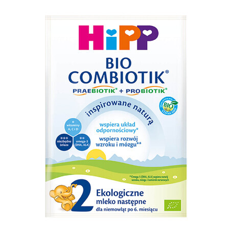 HiPP 2 Bio Combiotik, leche de continuación ecológica, después de 6 meses, 27 g