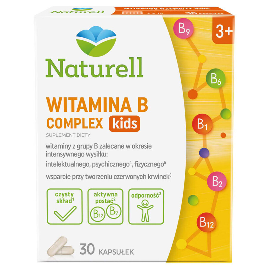 Naturell Vitamin B Complex Kids, pentru copii de la 3 ani, 30 capsule