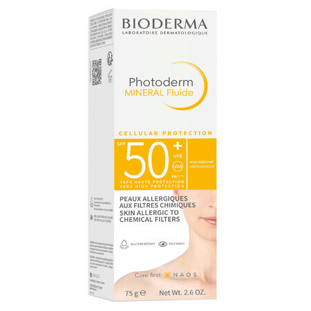 Bioderma Photoderm Mineral Fluide, protective mineral fluid, SPF 50+, 75 g