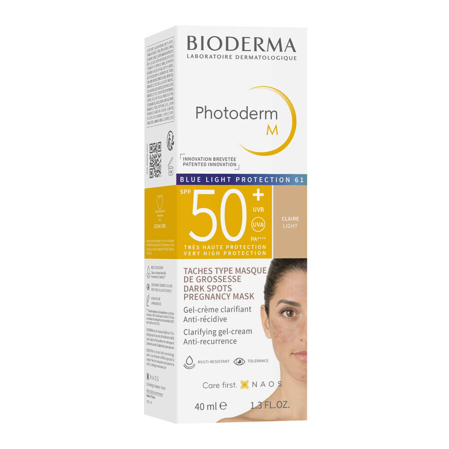 Bioderma Photoderm M, crema protettiva per pelli soggette a iperpigmentazione, leggera, SPF 50+, 40 ml