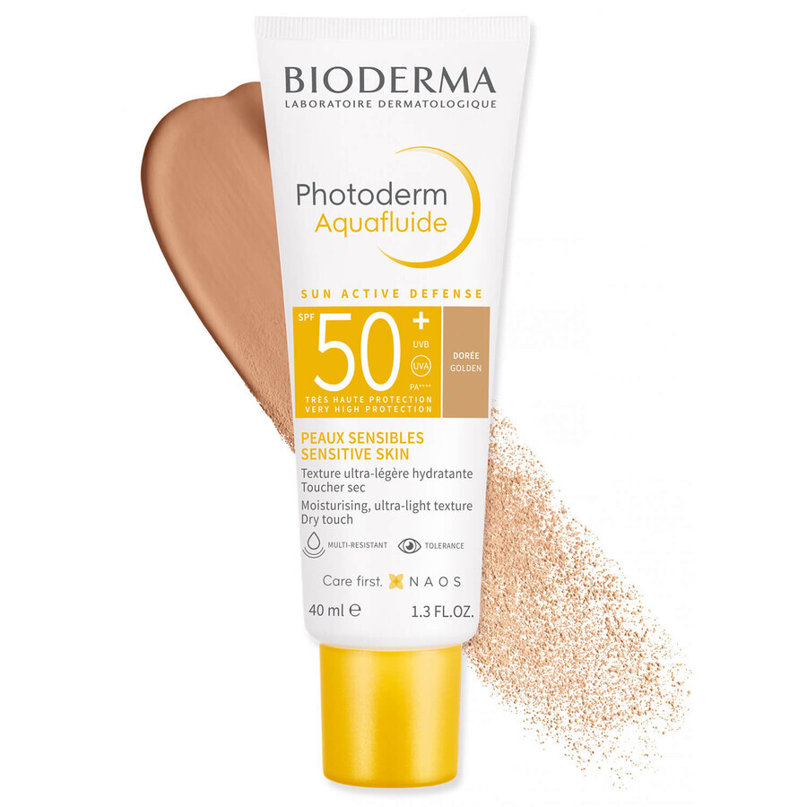 Bioderma Photoderm Aquafluide, fluido ultraligero para pieles sensibles, tono oscuro, FPS 50+, 40 ml