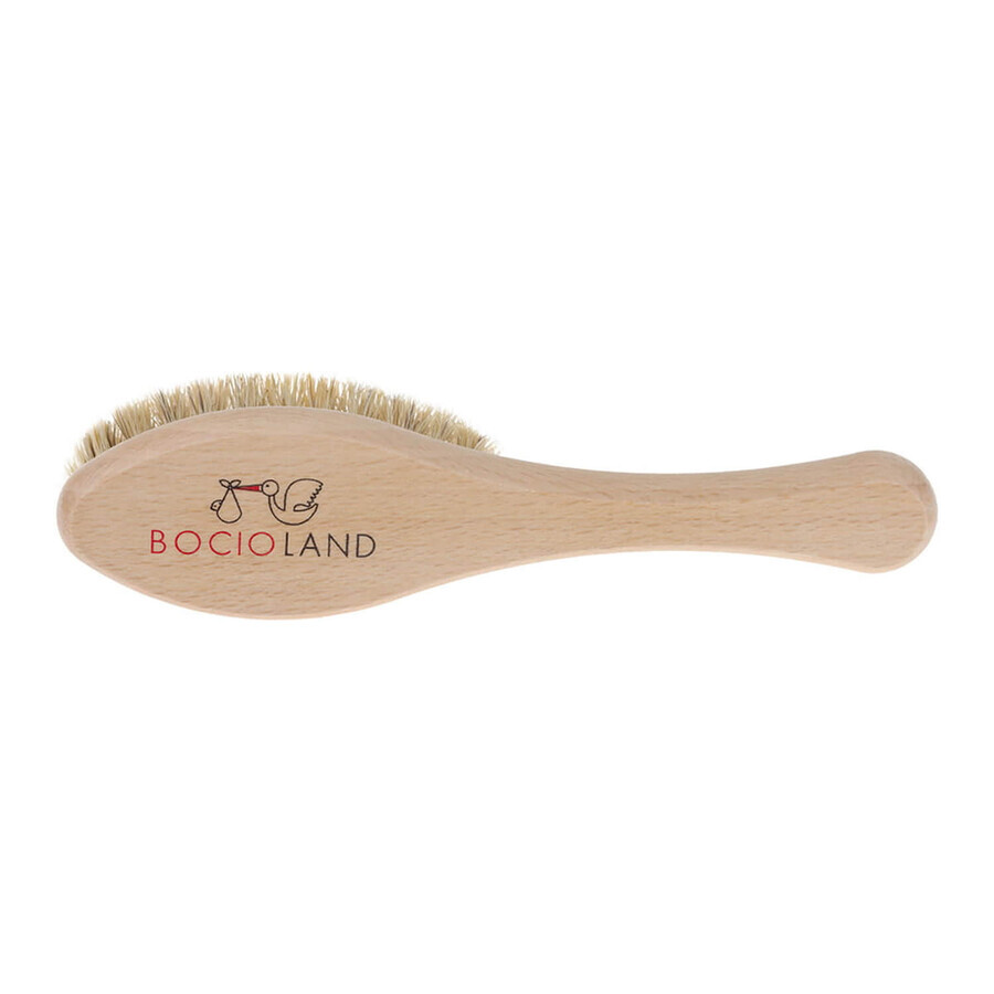 Bocioland, spazzola per capelli in legno, setola naturale, ellisse, 1 pezzo