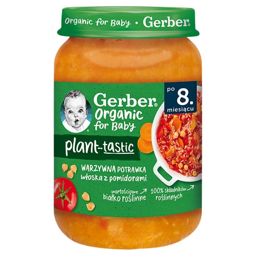 Gerber Organic Plant-Tastic, piatto italiano di verdure con pomodori, dopo 8 mesi, 190 g