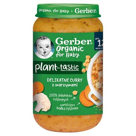 Gerber Organic Plant-Tastic, curry délicat avec des légumes, après 12 mois, 250 g