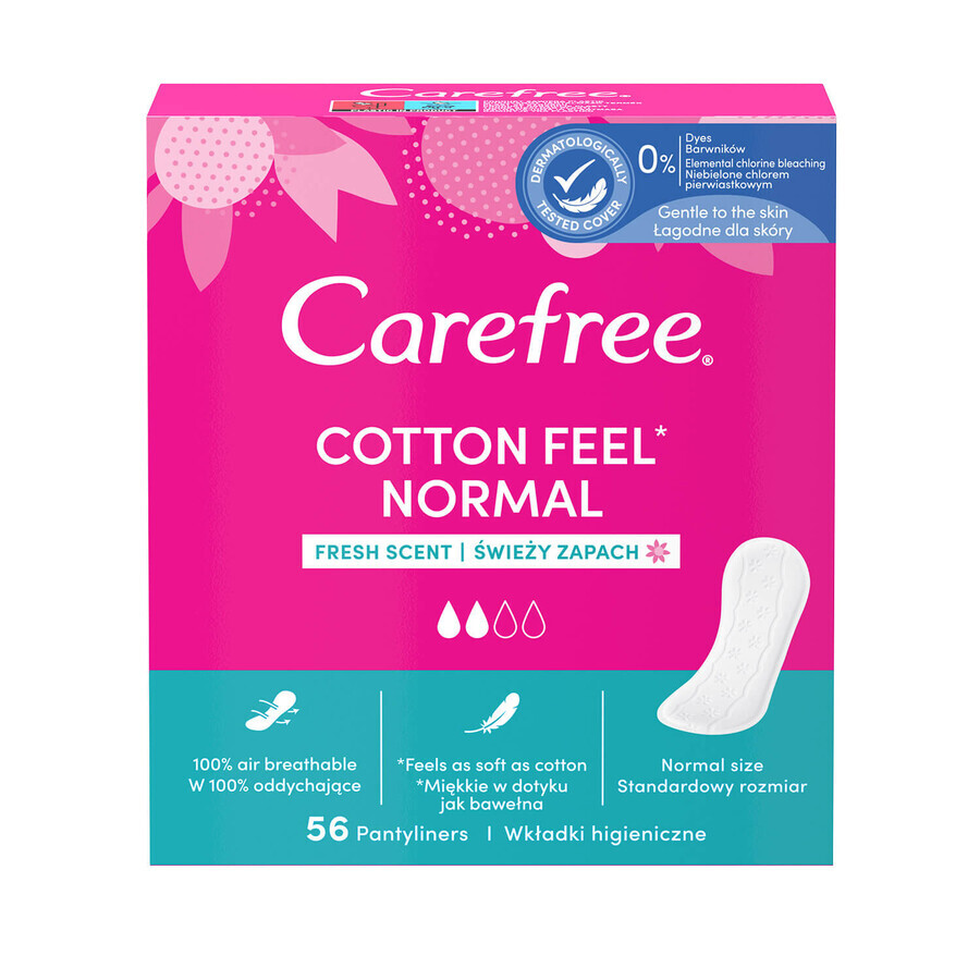 Carefree Cotton Feel Normal assorbenti igienici, profumo fresco, 56 pz.