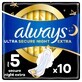 Sempre Ultra Secure Night, assorbenti con ali, taglia 5, Extra, 10 pezzi