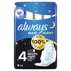 Always Secure Night, assorbenti igienici con ali, taglia 4, Maxi, 6 pezzi