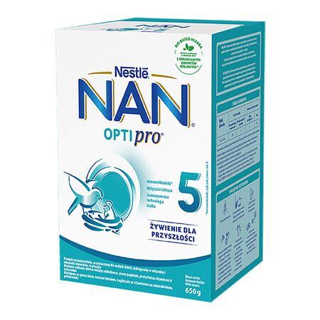 Nestle NAN Optipro 5, Latte artificiale Junior per bambini di età superiore a 2,5 anni, 650 g