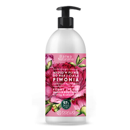 Barwa Natural, liquid hand and body soap with peony, 500 ml