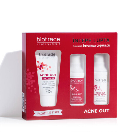 Confezione Gel Detergente 50 ml + Lozione 20 ml + Crema 20 ml, Acne Out, Biotrade