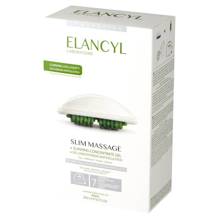 Elancyl Slim Massage, massaggiatore manuale + gel doccia snellente concentrato, 200 ml