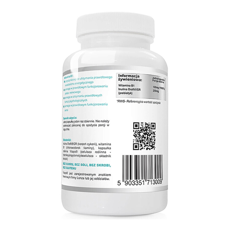 Wish Vitamina B1 100 mg + Prebiotico, 120 capsule