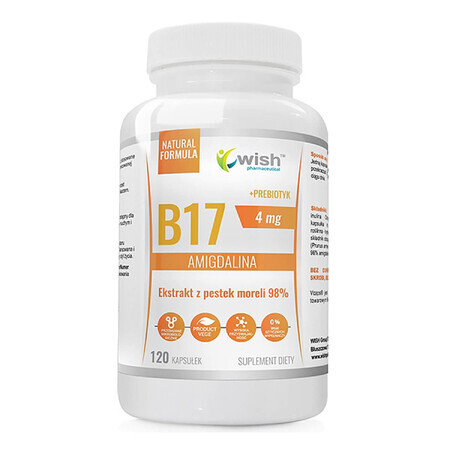 Wish B17 Amigdalin 4 mg + Prebiotico, 120 capsule