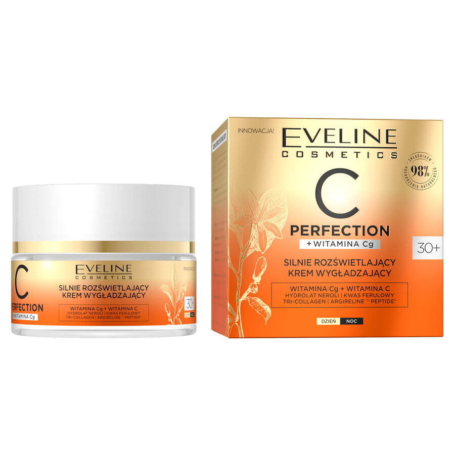 Eveline Cosmetics C-Perfection 30+, potente crema facial alisadora iluminadora, día y noche, 50 ml