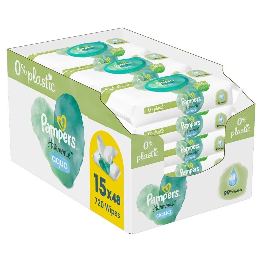 Pampers Harmonie Aqua, salviette umidificate, 15 x 48 pz.