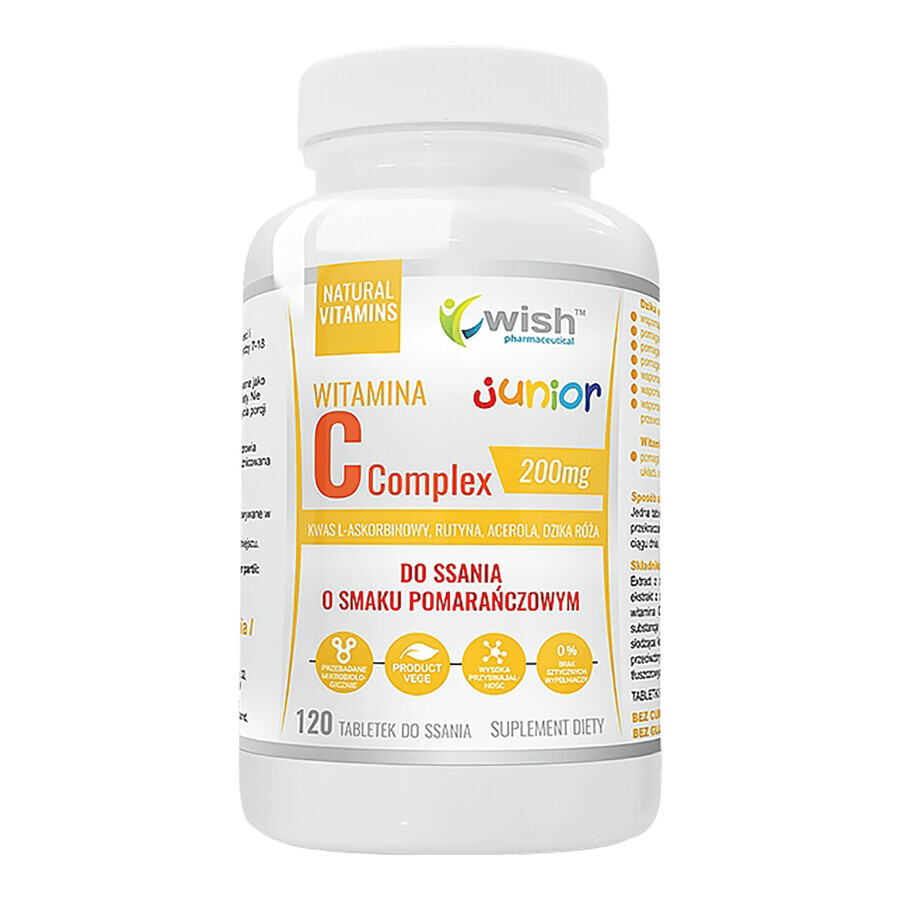 Wish Vitamin C Complex Junior, gusto arancia, 120 pastiglie