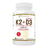 Progress Labs Vitamina K2 MK-7 da natto 200 μg + D3 4000 IU 100 μg in olio MCT, 60 capsule molli