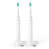 Philips Sonicare 3100 Series, brosse à dents sonique, HX3675/13, blanc, 2 pièces