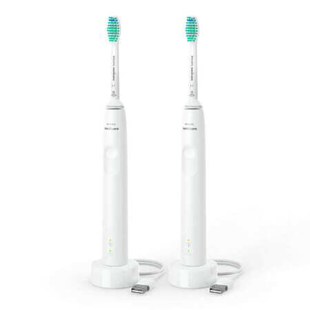 Philips Sonicare Serie 3100, spazzolino sonico, HX3675/13, bianco, 2 pezzi