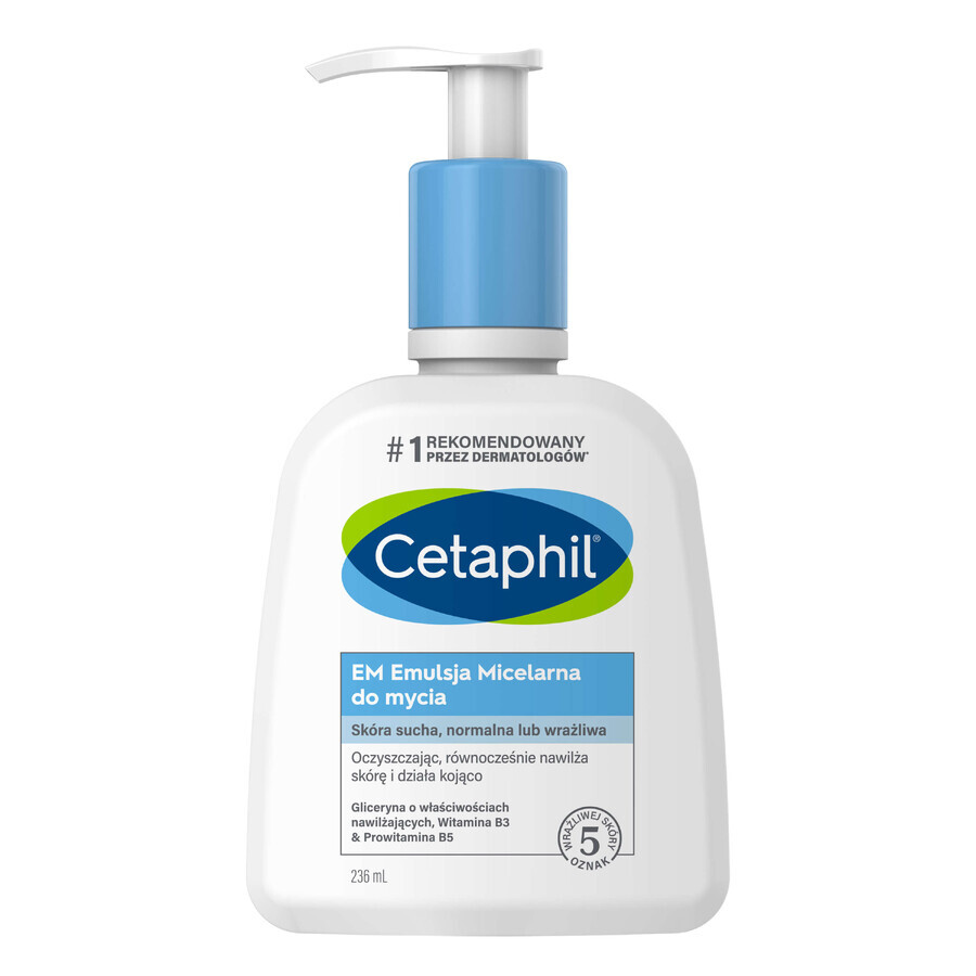 Cetaphil EM, emulsión micelar para lavar pieles sensibles, para toda la familia, 236 ml