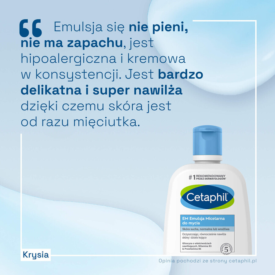 Cetaphil EM, emulsión micelar para lavar pieles sensibles, para toda la familia, 250 ml