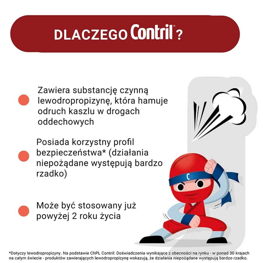 Contril 60 mg/10 ml, sciroppo per adulti e bambini sopra i 2 anni, gusto ciliegia, 120 ml