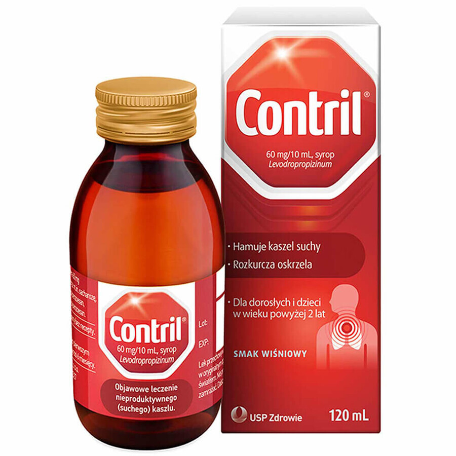 Contril 60 mg/10 ml, sciroppo per adulti e bambini sopra i 2 anni, gusto ciliegia, 120 ml