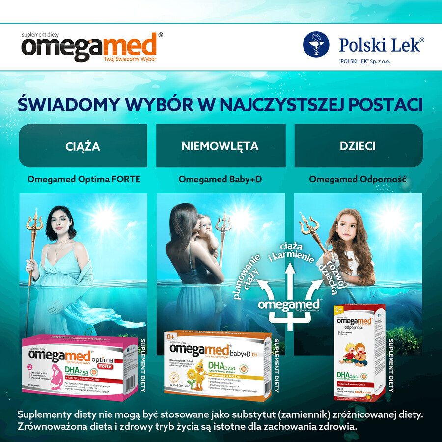 Omegamed Optima Forte DHA da alghe per donne nel secondo e terzo trimestre di gravidanza e madri che allattano, 60 capsule