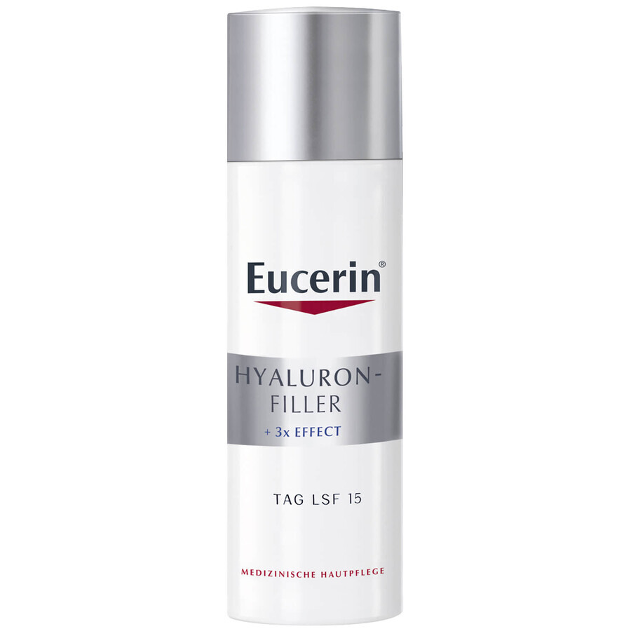 Eucerin Hyaluron-Filler, Anti-Falten-Tagescreme mit Hyaluronsäure, normale und Mischhaut, LSF 15, 50 ml