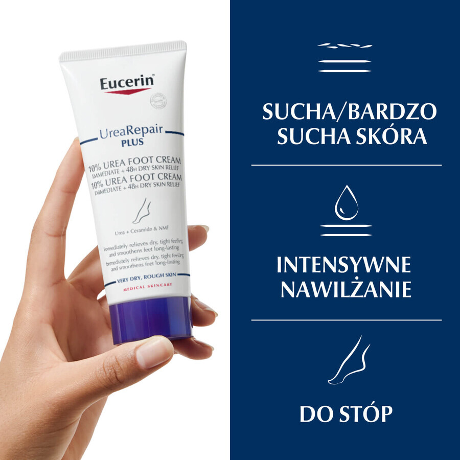 Eucerin UreaRepair Plus, crema piedi con il 10% di urea per pelli molto secche e ruvide, 100 ml