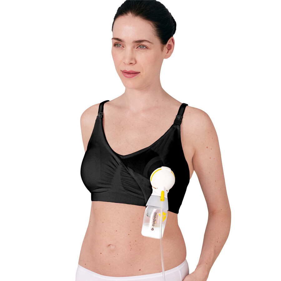 Medela, reggiseno per allattamento e pompaggio 3in1, nero, taglia L, 1 pezzo