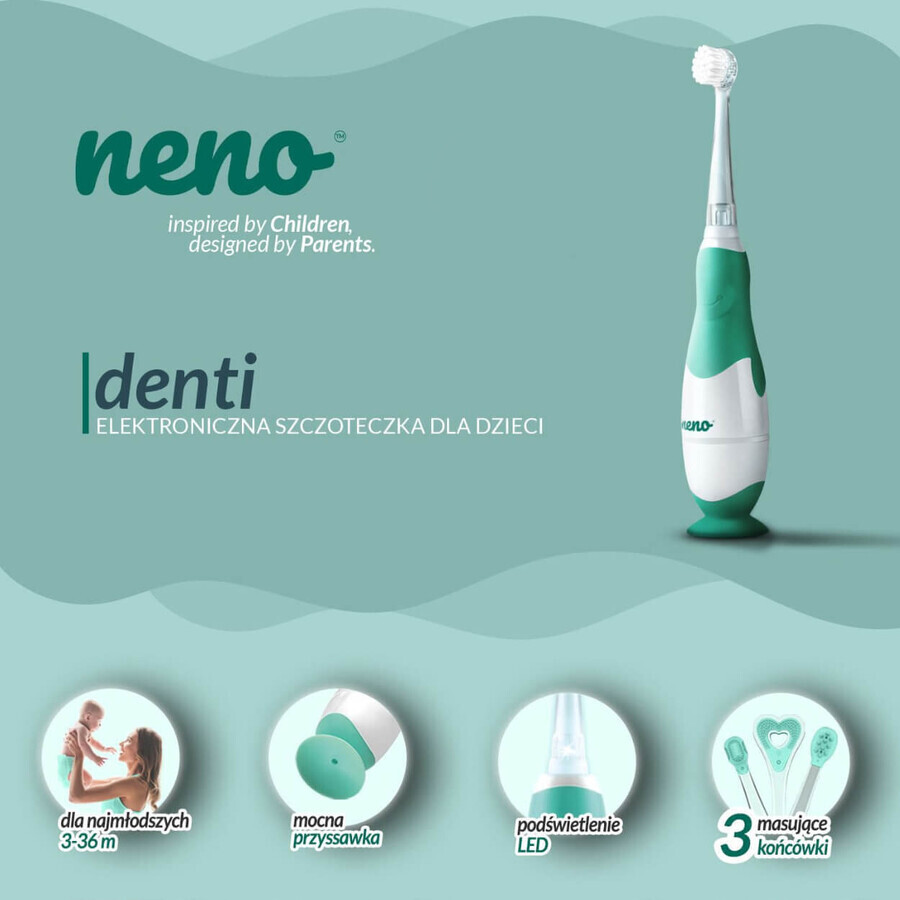 Neno Denti, spazzolino elettronico per bambini, menta, 3-36 mesi, 1 pezzo