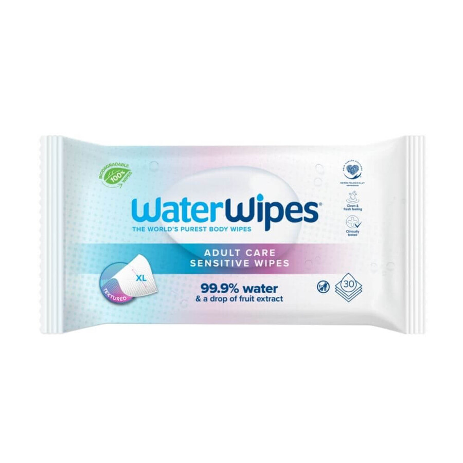 WaterWipes Bio Adult Care, salviette umidificate, acqua, XL, 30 pezzi