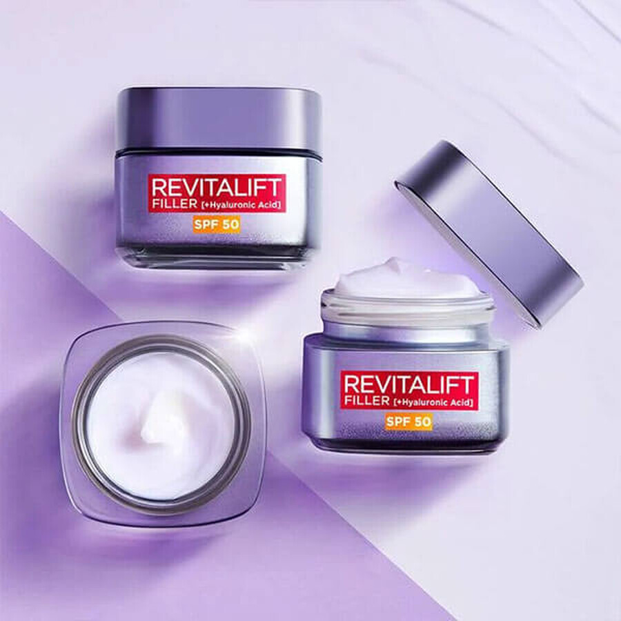 L'Oreal Revitalift Filler, crema viso anti-età intensamente riempitiva, SPF 50, da giorno, 50 ml