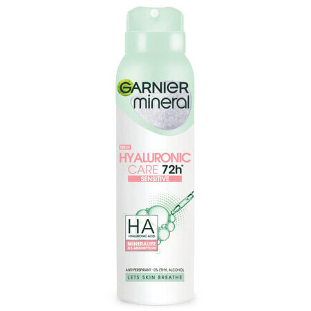 Garnier Mineral Hyaluronic Care, spray antitraspirante 72h, Sensitive, 150 ml