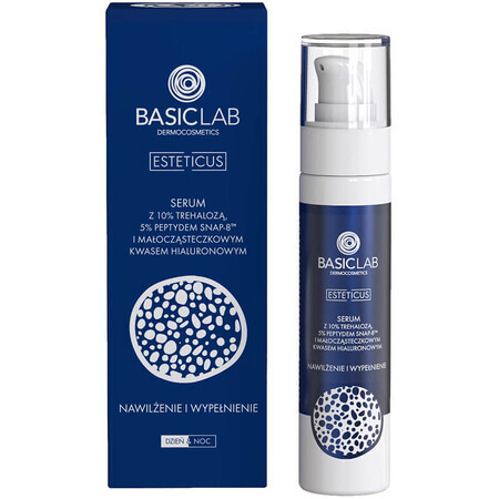 BasicLab Esteticus, siero con trealosio 10%, peptide 5% e acido ialuronico, idratazione e riempimento, 50 ml