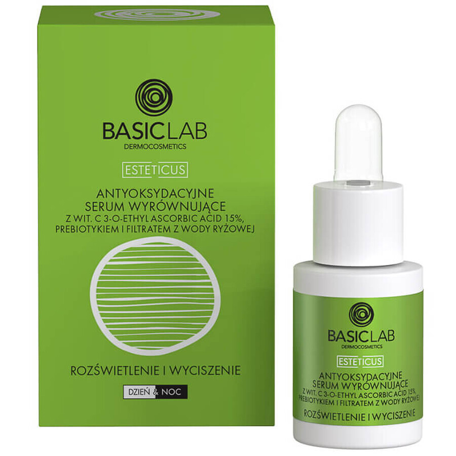 BasicLab Esteticus, siero antiossidante equilibrante con vitamina C 15%, illuminante e calmante, 15 ml