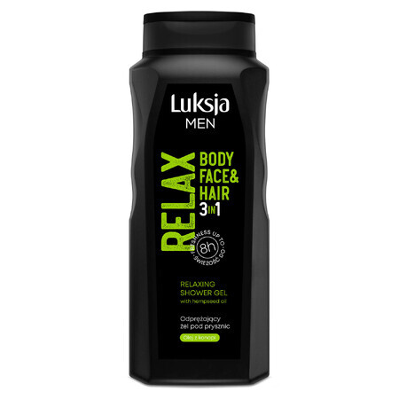 Luxja Men Relax, gel doccia rilassante 3 in 1, olio di canapa, 500 ml