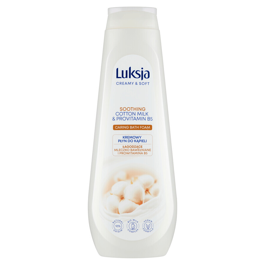 Luxja Creamy &amp; Soft, cremige Badelotion, beruhigend, Baumwollmilch und Provitamin B5, Brühe, 900 ml