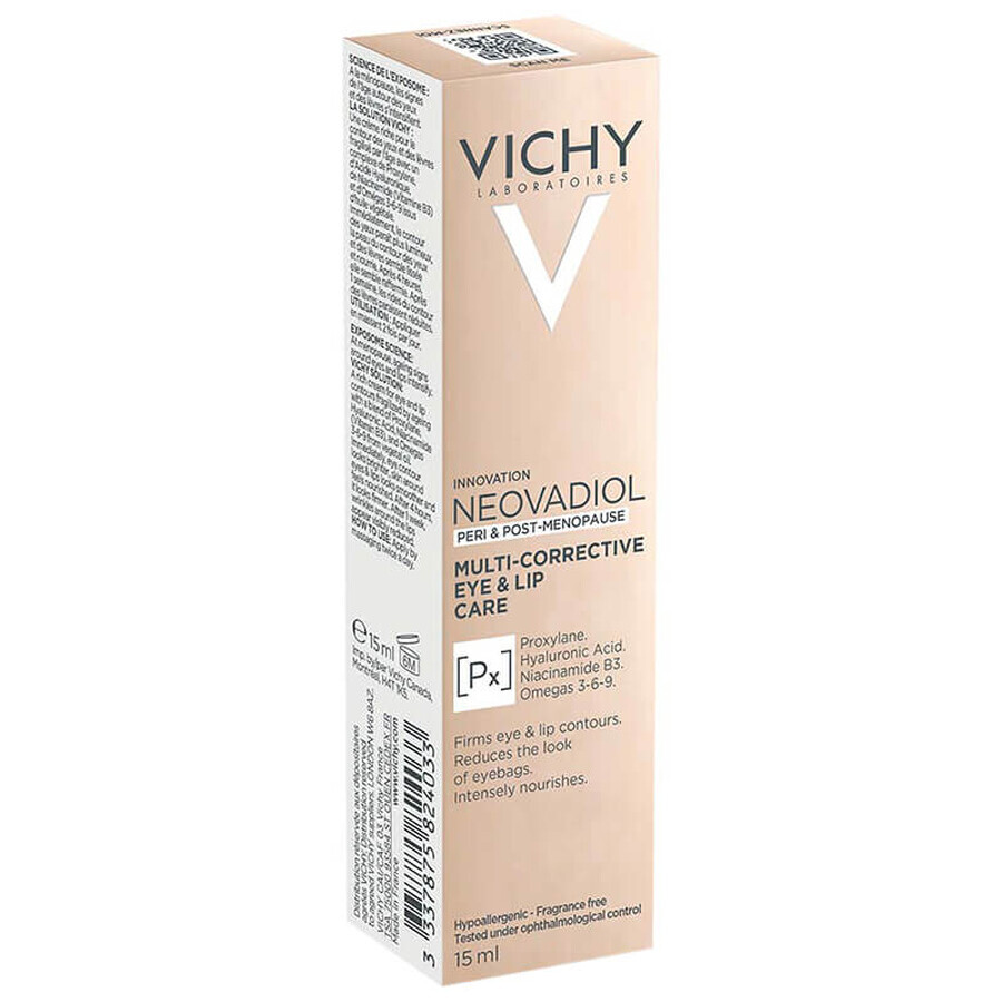 Vichy Neovadiol Occhi e Labbra, crema correttiva antirughe per il contorno occhi e labbra, 15 ml