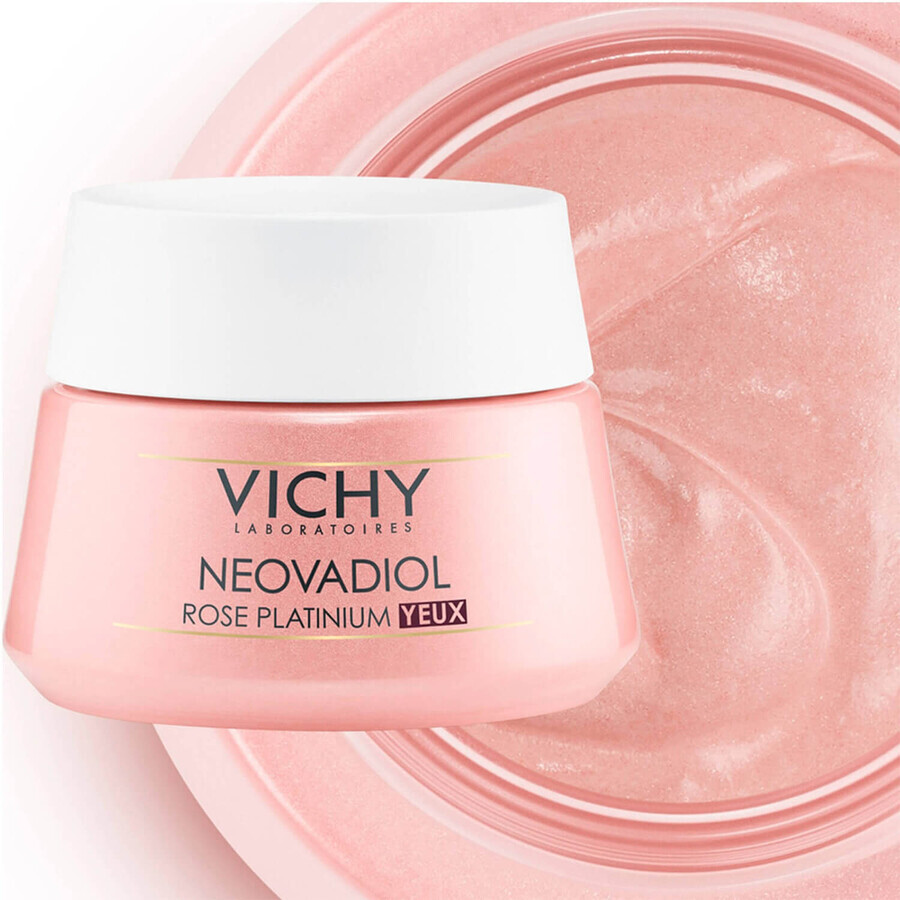 Vichy Neovadiol Rose Platinium, Crema contorno occhi levigante alla rosa per pelli mature, 15 ml