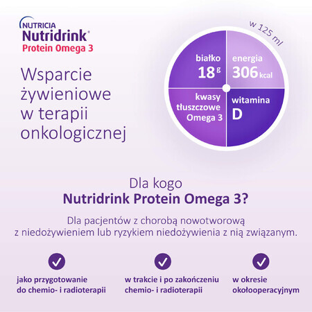 Nutridrink Protein Omega 3, preparato nutrizionale, gusto fragola e lampone, 4 x 125 ml