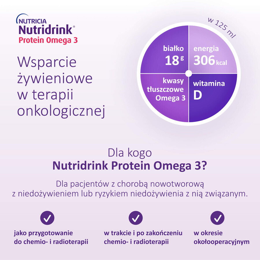 Nutridrink Protein Omega 3, preparato nutrizionale, gusto fragola e lampone, 4 x 125 ml