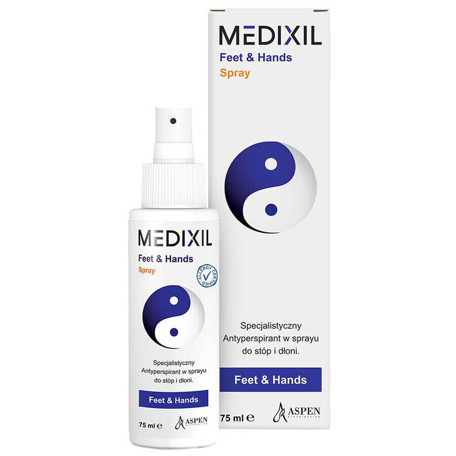 Medixil Feet &amp; Hands, spray antitraspirante per piedi e mani, 75 ml