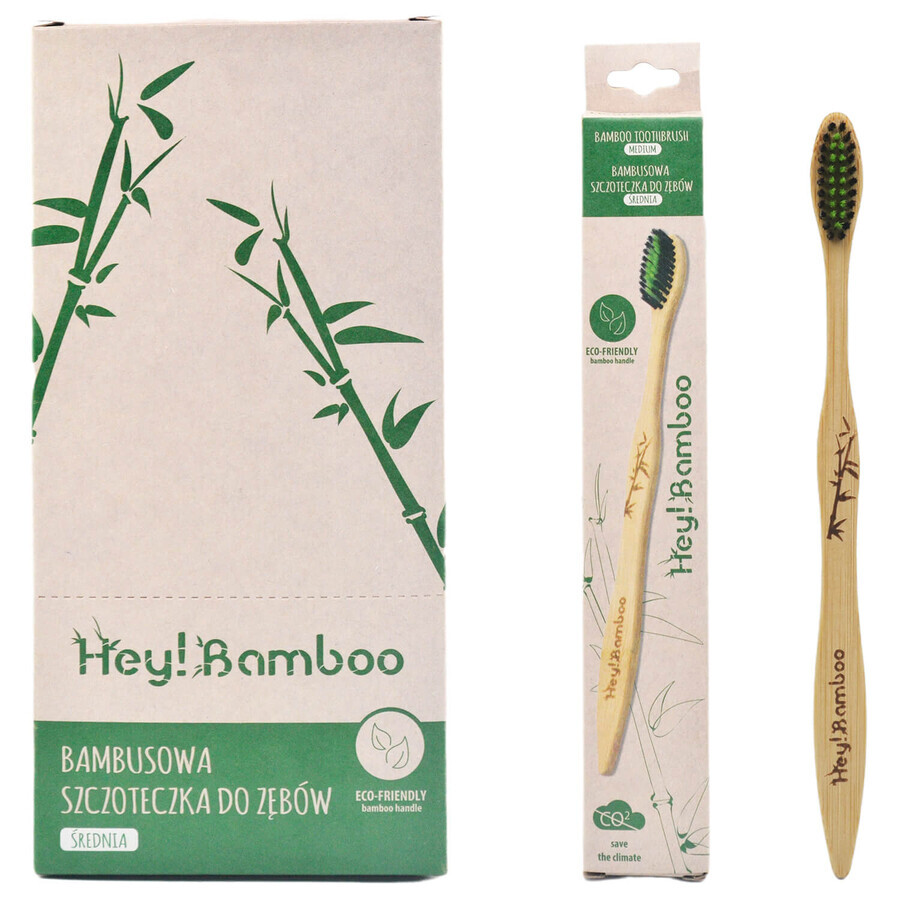 Hey Bamboo, spazzolino da denti, bambù, medio, 1 pezzo