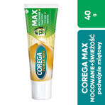 Corega Power Max Fixation + Freshness, crema di fissaggio per protesi dentarie, doppia menta, 40 g