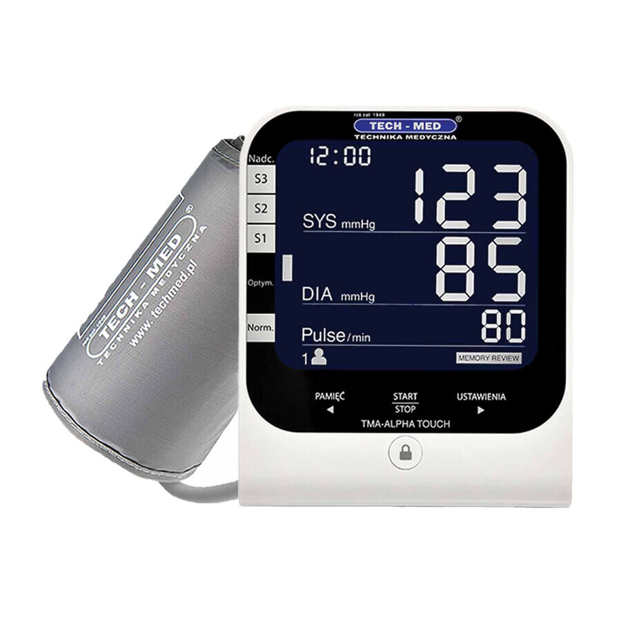 Tech-Med TMA-ALPHA Touch, automatische bovenarmbloeddrukmeter met voeding