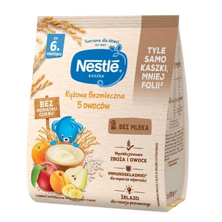 Nestle Cereali di riso, 5 frutti, senza latticini, senza zuccheri aggiunti, dopo 6 mesi, 170 g